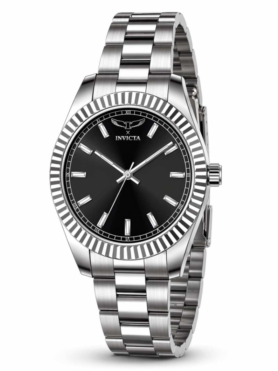Invicta Mens Silver Stainless Steel Watch With Black Dial 40mm